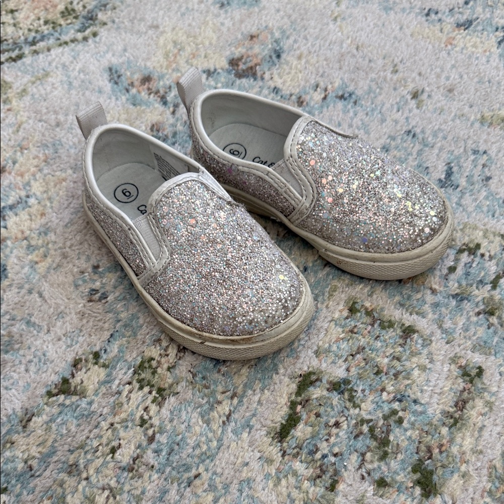 Sparkly Silver Kids Slip-On Shoes